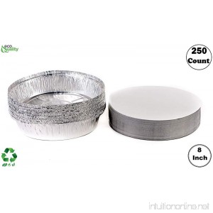 (250 Pack) - 8 Inch Disposable Round Aluminum Foil Take-Out Pans with Board Lids Set - Disposable Tin Containers Perfect for Baking Cooking Catering Parties Restaurants by EcoQuality - B07DR5CL3X